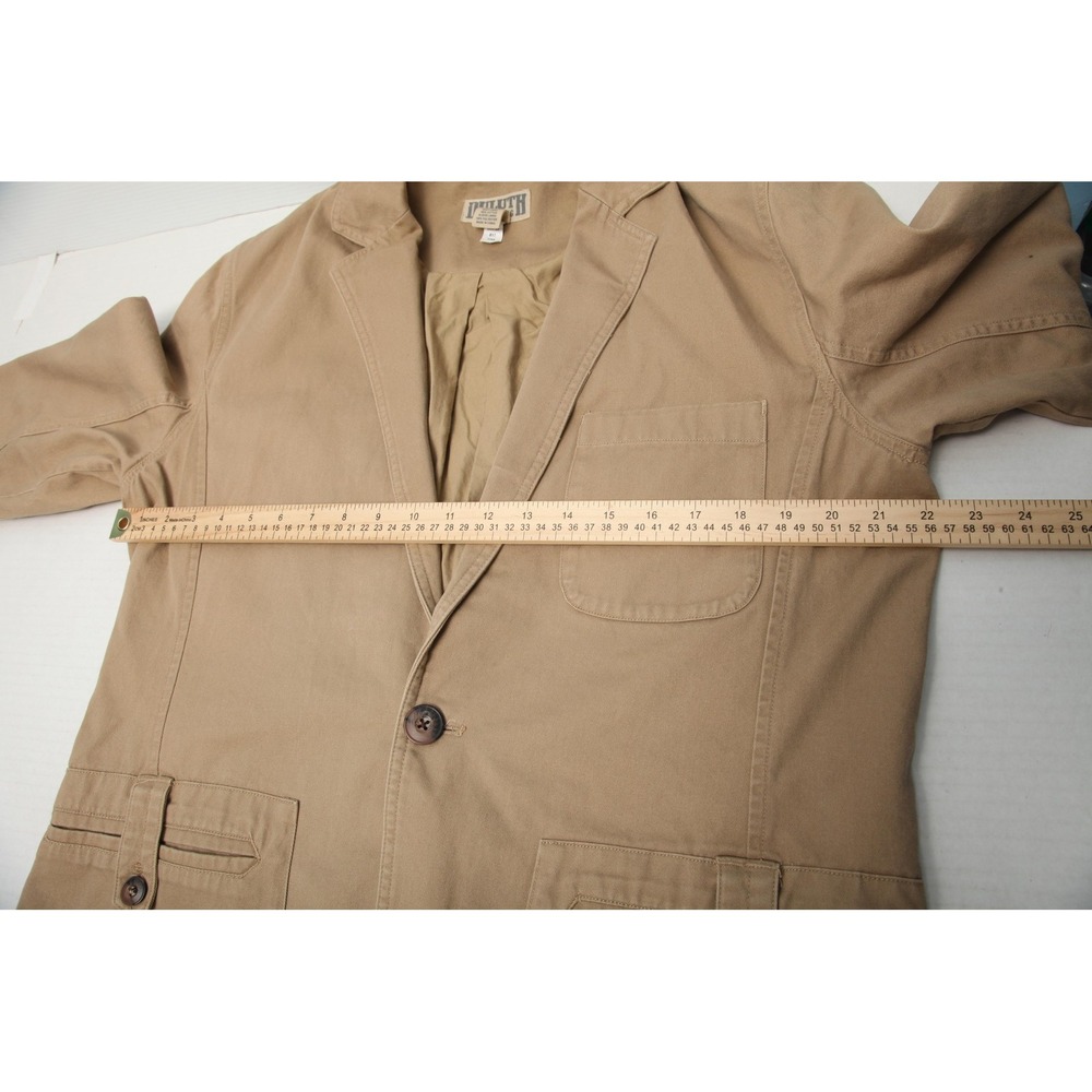 Duluth Trading Co Blazer Jacket Mens Medium Tan Cotton Workwear Utility Pockets - Picture 7 of 15